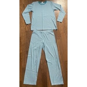 LAKE Pima Cotton Pajamas S Long Sleeve Pants Set Striped Luxury Coastal Stripe
